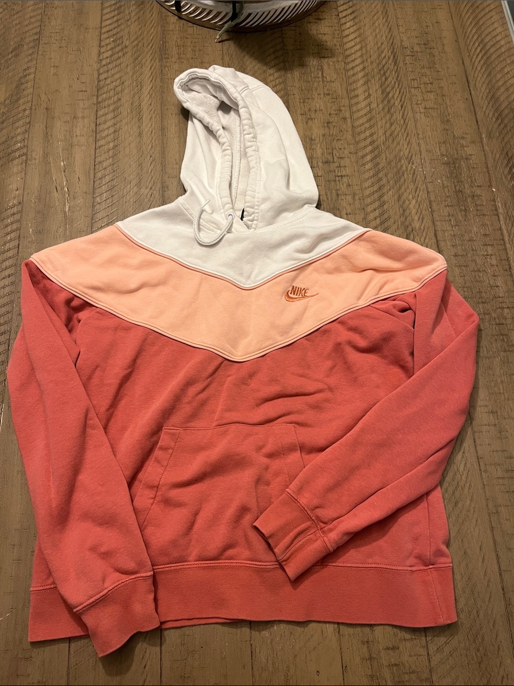 Nike Women’s Colorblock Hoodie Sweater in White, Peach, Coral